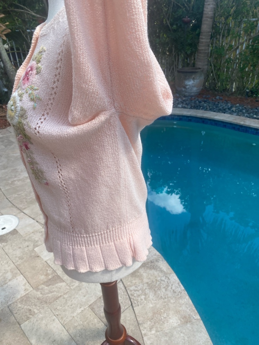 Vintage Pink Embroidered Button-Up Sweater Cardigan - Picture 7 of 11